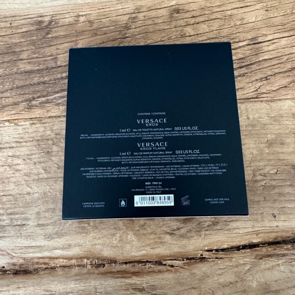 NEW 2 pc set Versace Eros & Eros Flame .03 oz/ 1 ml each ~ edt spray samples - Picture 4 of 4